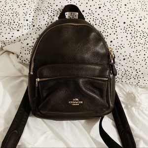 Coach Mini Charlie Black Pebble Leather Backpack